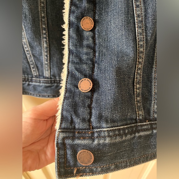 Articles of Society Dark Denim Jacket with Shearling Collar and Trim -Small - Picture 7 of 10